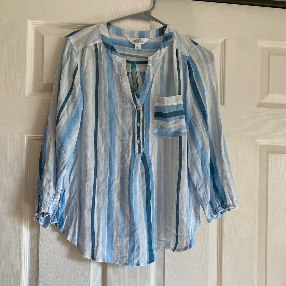 NWT Market & Spruce size small stitch fix prat Henley three quartersleeve blouse